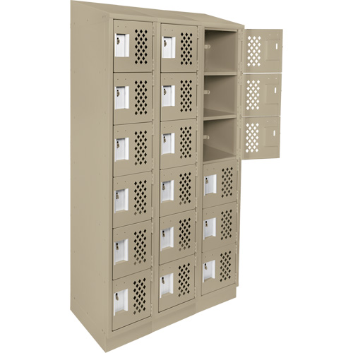Clean-Line Perforated Lockerette, 6 -tier, Bank of 3, 15" x 72" x 12", Steel Superchem Industries
