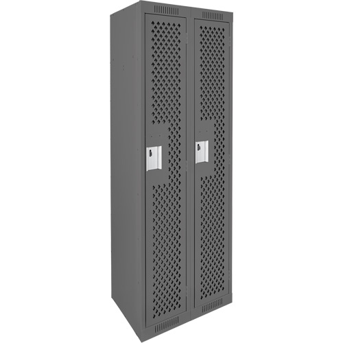 Clean Line Lockers, Bank of 2, 24" x 15" x 72", Steel, Charcoal, Rivet (Assembled), Perforated Superchem Industries
