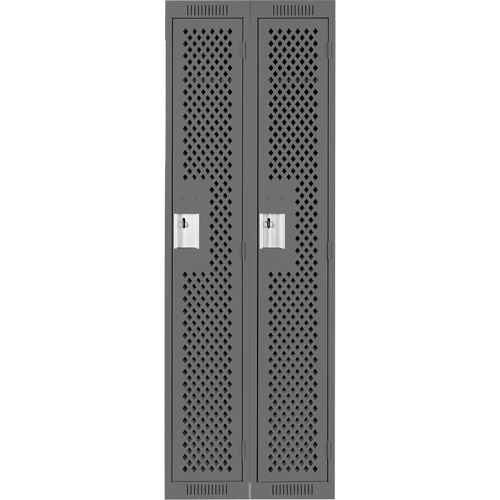Clean Line Lockers, Bank of 2, 24" x 15" x 72", Steel, Charcoal, Rivet (Assembled), Perforated Superchem Industries