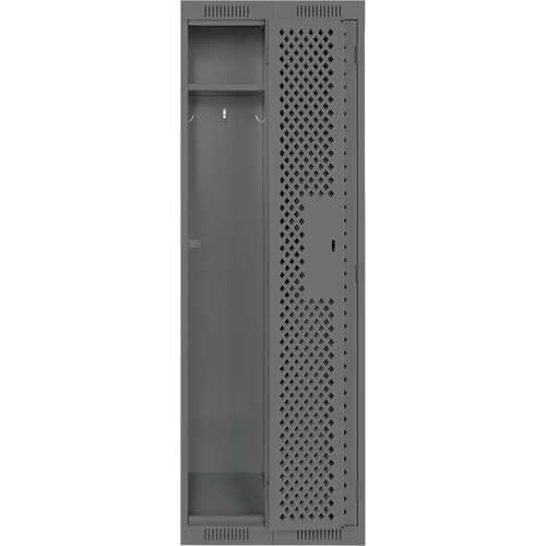 Clean Line Lockers, Bank of 2, 24" x 15" x 72", Steel, Charcoal, Rivet (Assembled), Perforated Superchem Industries