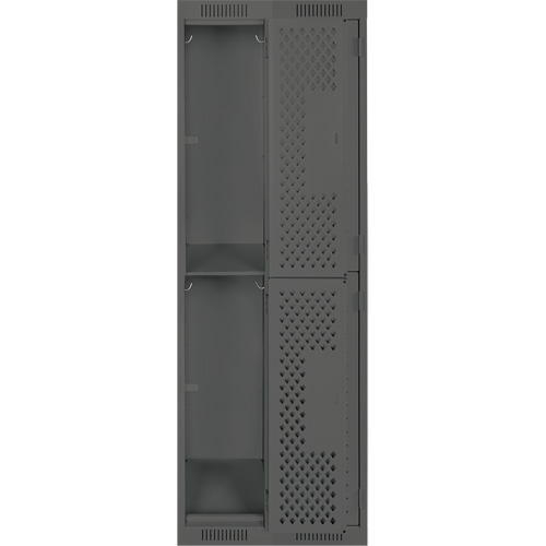 Clean Line Lockers, 2 -tier, Bank of 2, 24" x 15" x 72", Steel, Charcoal, Rivet (Assembled), Perforated Superchem Industries
