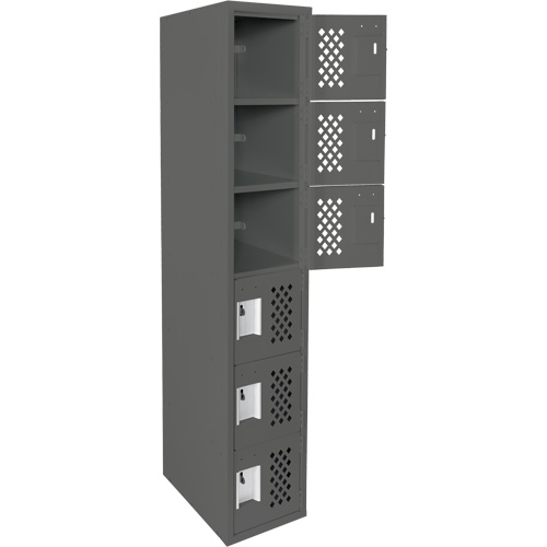 Assembled Lockerettes Clean Line Perforated Economy Lockers, 6 -tier, 18" x 72" x 12", Steel Superchem Industries