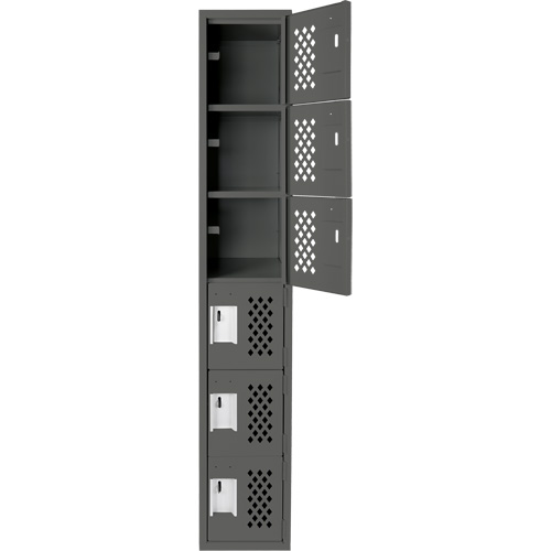 Assembled Lockerettes Clean Line Perforated Economy Lockers, 6 -tier, 18" x 72" x 12", Steel Superchem Industries