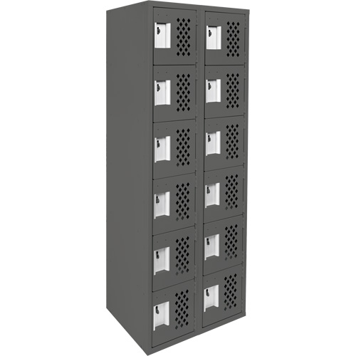 Assembled Lockerettes Clean Line Perforated Economy Lockers, 6 -tier, Bank of 2, 18" x 72" x 12", Steel Superchem Industries