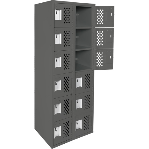 Assembled Lockerettes Clean Line Perforated Economy Lockers, 6 -tier, Bank of 2, 18" x 72" x 12", Steel Superchem Industries