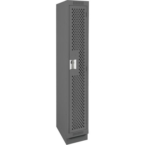 Clean Line Lockers, 12" x 15" x 76", Steel, Charcoal, Rivet (Assembled), Perforated Superchem Industries