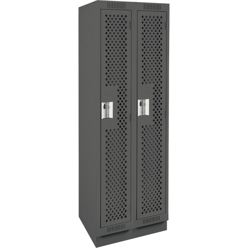 Clean Line Lockers, Bank of 2, 24" x 18" x 76", Steel, Charcoal, Rivet (Assembled), Perforated Superchem Industries