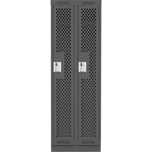 Clean Line Lockers, Bank of 2, 24" x 18" x 76", Steel, Charcoal, Rivet (Assembled), Perforated Superchem Industries