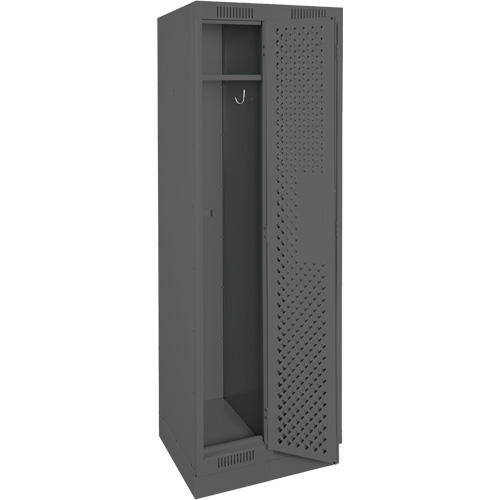Clean Line Lockers, Bank of 2, 24" x 18" x 76", Steel, Charcoal, Rivet (Assembled), Perforated Superchem Industries