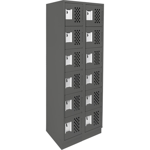 Assembled Lockerettes Clean Line Perforated Economy Lockers, 6 -tier, Bank of 2, 18" x 72" x 12", Steel Superchem Industries