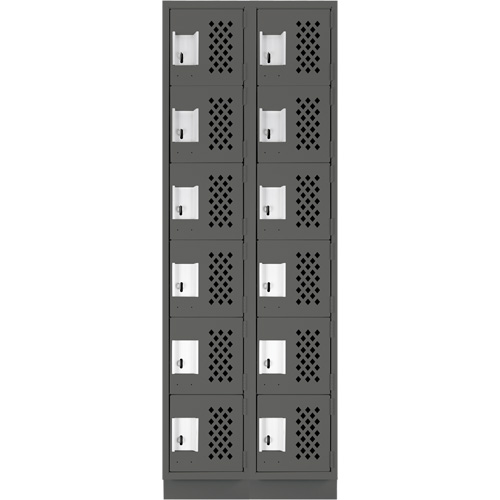 Assembled Lockerettes Clean Line Perforated Economy Lockers, 6 -tier, Bank of 2, 18" x 72" x 12", Steel Superchem Industries
