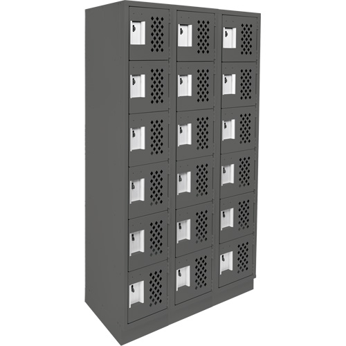 Assembled Lockerettes Clean Line Perforated Economy Lockers, 6 -tier, Bank of 3, 18" x 72" x 12", Steel Superchem Industries