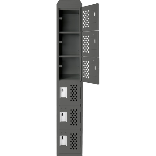 Assembled Lockerettes Clean Line Perforated Economy Lockers, 6 -tier, 18" x 72" x 12", Steel Superchem Industries