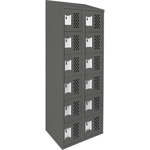 Assembled Lockerettes Clean Line Perforated Economy Lockers, 6 -tier, Bank of 2, 18" x 72" x 12", Steel Superchem Industries