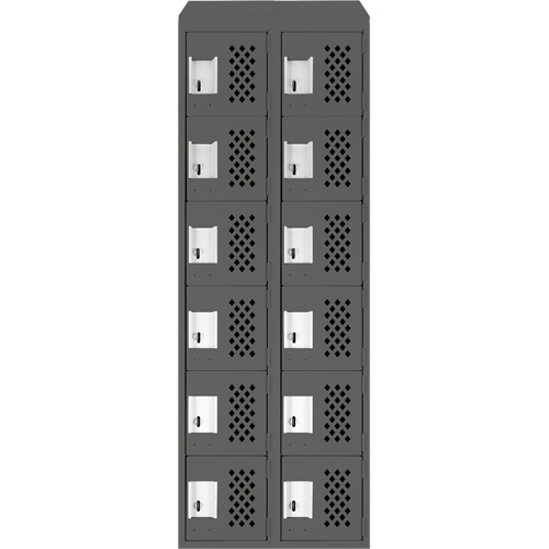 Assembled Lockerettes Clean Line Perforated Economy Lockers, 6 -tier, Bank of 2, 18" x 72" x 12", Steel Superchem Industries