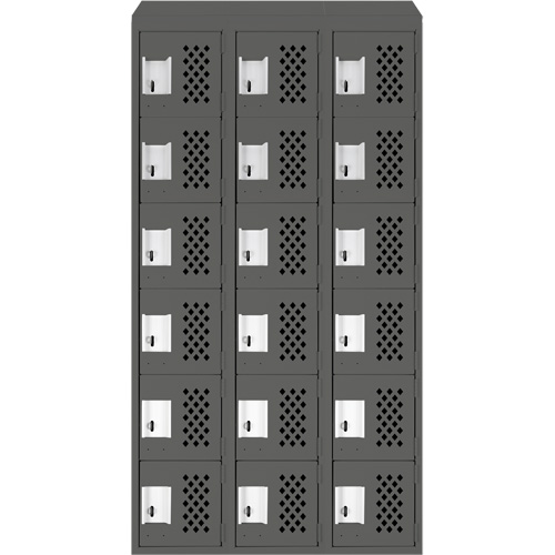 Assembled Lockerettes Clean Line Perforated Economy Lockers, 6 -tier, Bank of 3, 18" x 72" x 12", Steel Superchem Industries