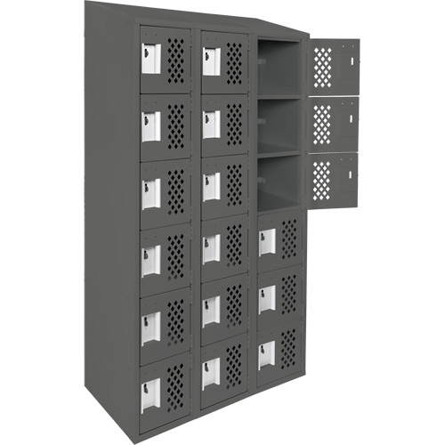Assembled Lockerettes Clean Line Perforated Economy Lockers, 6 -tier, Bank of 3, 18" x 72" x 12", Steel Superchem Industries