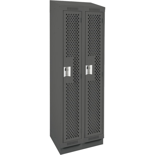 Clean Line Lockers, Bank of 2, 24" x 15" x 82", Steel, Charcoal, Rivet (Assembled), Perforated Superchem Industries
