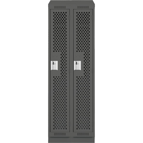 Clean Line Lockers, Bank of 2, 24" x 15" x 82", Steel, Charcoal, Rivet (Assembled), Perforated Superchem Industries