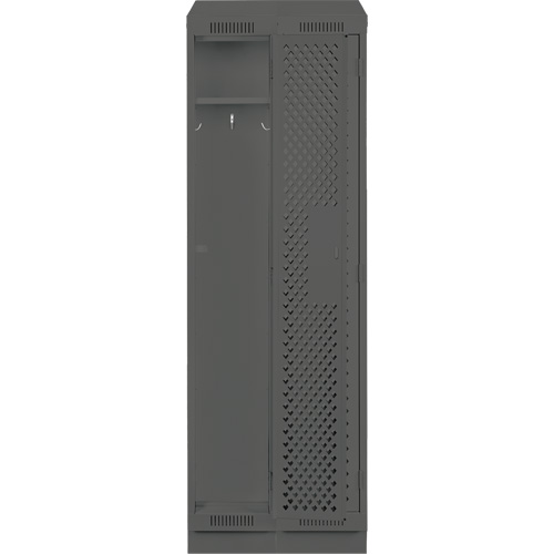 Clean Line Lockers, Bank of 2, 24" x 15" x 82", Steel, Charcoal, Rivet (Assembled), Perforated Superchem Industries