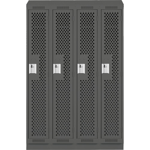Clean Line Lockers, Bank of 4, 48" x 18" x 82", Steel, Charcoal, Rivet (Assembled), Perforated Superchem Industries