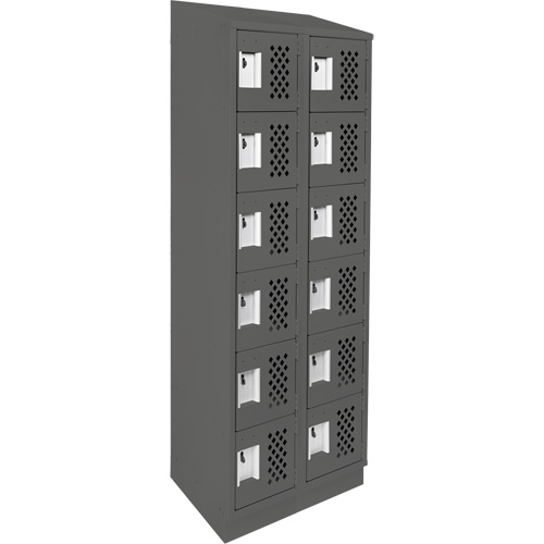 Assembled Lockerettes Clean Line Perforated Economy Lockers, 6 -tier, Bank of 2, 18" x 72" x 12", Steel Superchem Industries