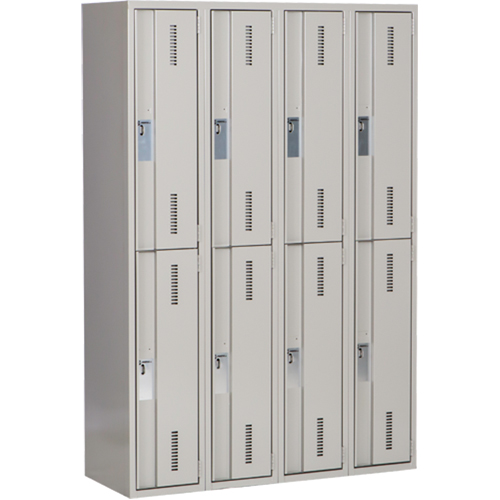 Concorde Heavy-Duty Lockers, 2 -tier, Bank of 4, 48" x 18" x 72", Steel, Grey, Welded (Assembled) Superchem Industries