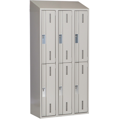 Concorde Heavy-Duty Lockers, 2 -tier, Bank of 3, 36" x 18" x 78", Steel, Grey, Welded (Assembled) Superchem Industries