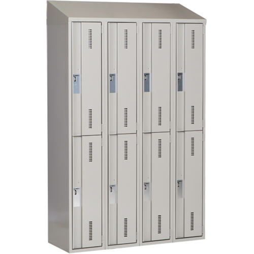 Concorde Heavy-Duty Lockers, 2 -tier, Bank of 4, 48" x 18" x 78", Steel, Grey, Welded (Assembled) Superchem Industries