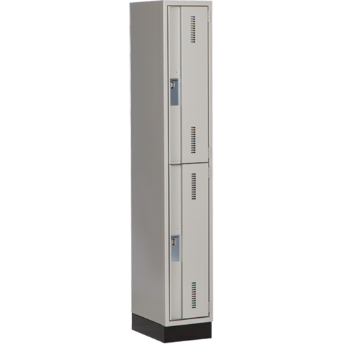 Concorde Heavy-Duty Lockers, 2 -tier, 12" x 18" x 76", Steel, Grey, Welded (Assembled) Superchem Industries
