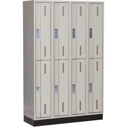 Concorde Heavy-Duty Lockers, 2 -tier, Bank of 4, 48" x 18" x 76", Steel, Grey, Welded (Assembled) Superchem Industries