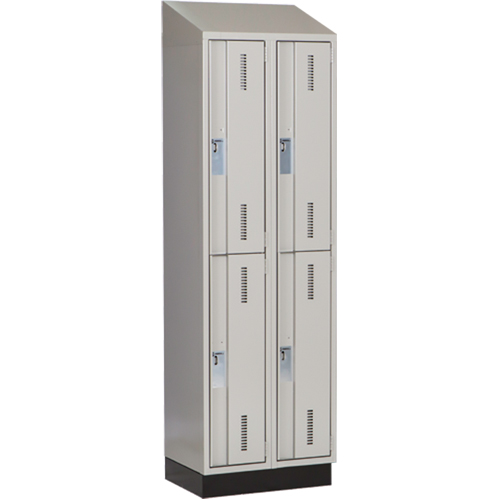 Concorde Heavy-Duty Lockers, 2 -tier, Bank of 2, 24" x 18" x 82", Steel, Grey, Welded (Assembled) Superchem Industries