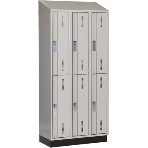 Concorde Heavy-Duty Lockers, 2 -tier, Bank of 3, 36" x 18" x 82", Steel, Grey, Welded (Assembled) Superchem Industries