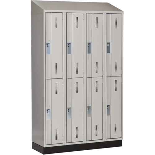 Concorde Heavy-Duty Lockers, 2 -tier, Bank of 4, 48" x 18" x 82", Steel, Grey, Welded (Assembled) Superchem Industries