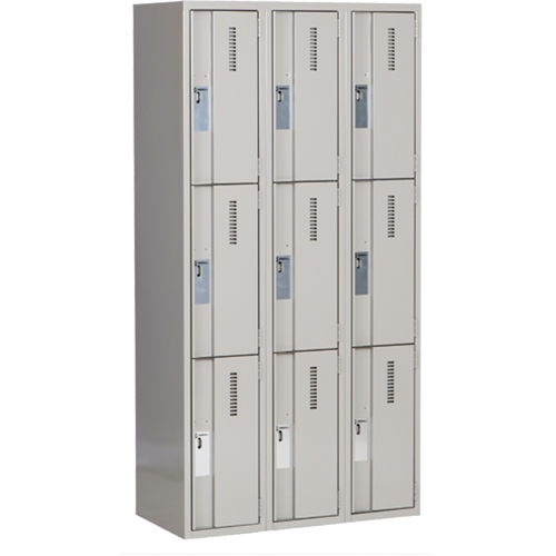 Casiers robustes Concorde, 3 niveaux, Bloc de 3, 36" x 18" x 72", Acier, Gris, Soud&eacute; (assembl&eacute;) Superchem Industries