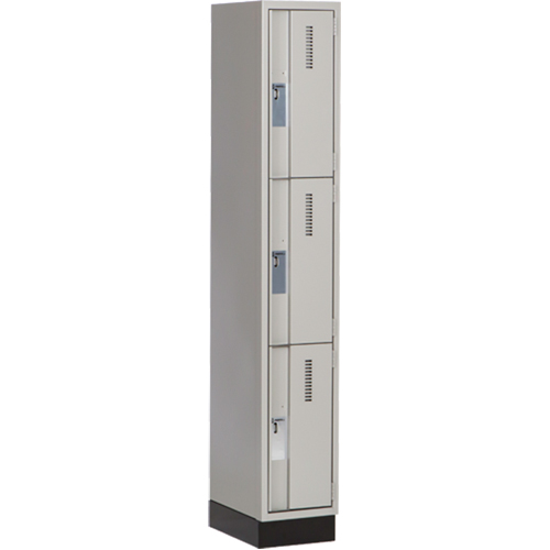Concorde Heavy-Duty Lockers, 3 -tier, 12" x 18" x 76", Steel, Grey, Welded (Assembled) Superchem Industries