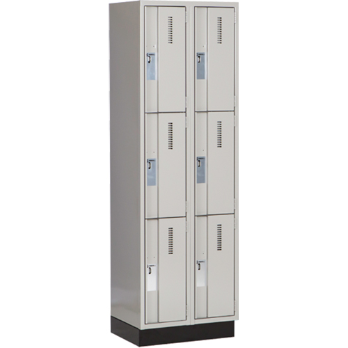 Concorde Heavy-Duty Lockers, 3 -tier, Bank of 2, 24" x 18" x 76", Steel, Grey, Welded (Assembled) Superchem Industries