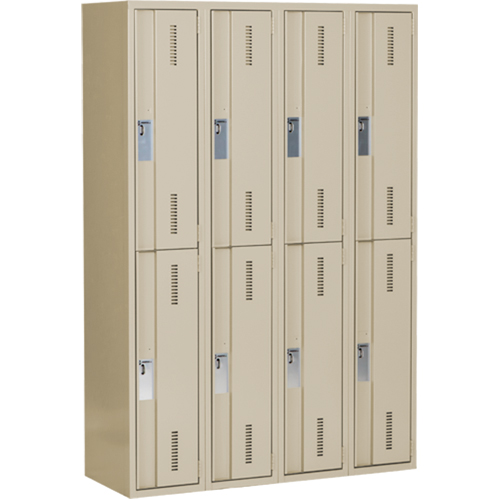 Casiers robustes Concorde, 2 niveaux, Bloc de 4, 48" x 18" x 72", Acier, Beige, Soud&eacute; (assembl&eacute;) Superchem Industries