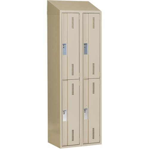 Concorde Heavy-Duty Lockers, 2 -tier, Bank of 2, 24" x 18" x 78", Steel, Beige, Welded (Assembled) Superchem Industries