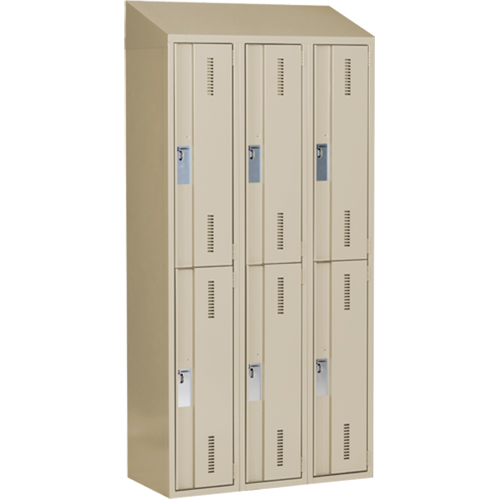 Concorde Heavy-Duty Lockers, 2 -tier, Bank of 3, 36" x 18" x 78", Steel, Beige, Welded (Assembled) Superchem Industries