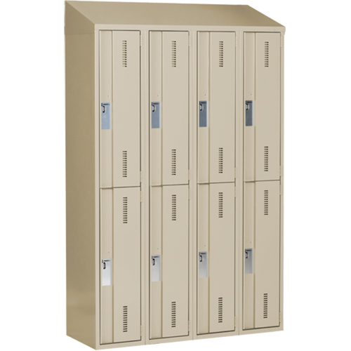 Concorde Heavy-Duty Lockers, 2 -tier, Bank of 4, 48" x 18" x 78", Steel, Beige, Welded (Assembled) Superchem Industries