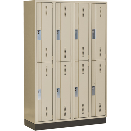Concorde Heavy-Duty Lockers, 2 -tier, Bank of 4, 48" x 18" x 76", Steel, Beige, Welded (Assembled) Superchem Industries