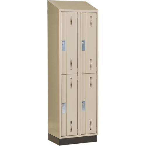 Casiers robustes Concorde, 2 niveaux, Bloc de 2, 24" x 18" x 82", Acier, Beige, Soud&eacute; (assembl&eacute;) Superchem Industries