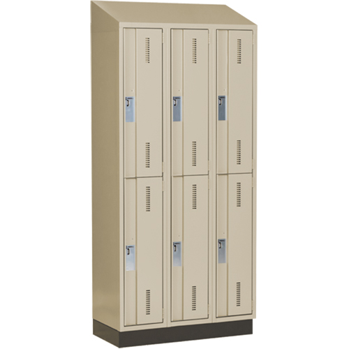 Concorde Heavy-Duty Lockers, 2 -tier, Bank of 3, 36" x 18" x 82", Steel, Beige, Welded (Assembled) Superchem Industries