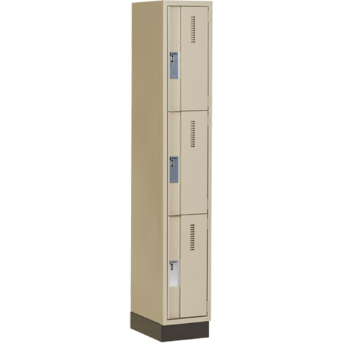 Concorde Heavy-Duty Lockers, 3 -tier, 12" x 18" x 76", Steel, Beige, Welded (Assembled) Superchem Industries