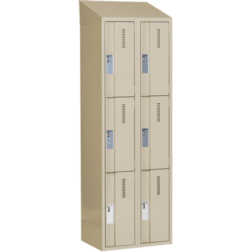 Concorde Heavy-Duty Lockers, 3 -tier, Bank of 2, 24" x 18" x 78", Steel, Beige, Welded (Assembled) Superchem Industries
