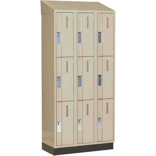 Concorde Heavy-Duty Lockers, 3 -tier, Bank of 3, 36" x 18" x 82", Steel, Beige, Welded (Assembled) Superchem Industries
