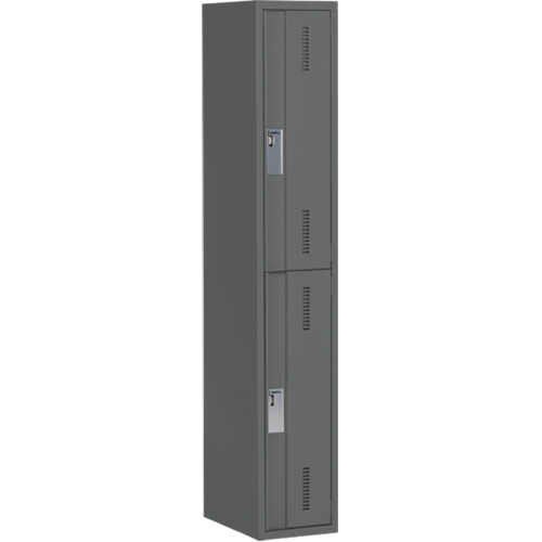 Concorde Heavy-Duty Lockers, 2 -tier, 12" x 18" x 72", Steel, Charcoal, Welded (Assembled) Superchem Industries