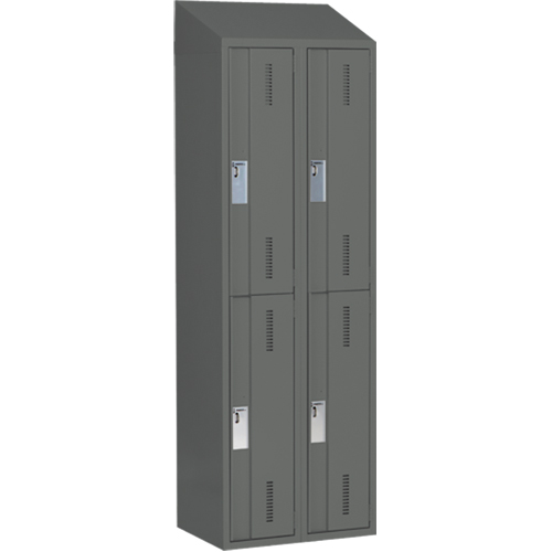 Concorde Heavy-Duty Lockers, 2 -tier, Bank of 2, 24" x 18" x 78", Steel, Charcoal, Welded (Assembled) Superchem Industries