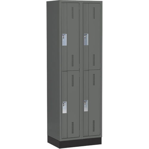Concorde Heavy-Duty Lockers, 2 -tier, Bank of 2, 24" x 18" x 76", Steel, Charcoal, Welded (Assembled) Superchem Industries